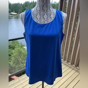Chico’s Blue chiffon tank with silver piping. Size 1 (Chicos Sizing 8-10 M)